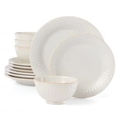 Lenox French Perle Groove 12-Piece Plate & Bowl Set