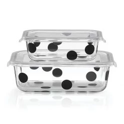 Kate Spade Deco Dot 2pc Rectangular Food Storage Set
