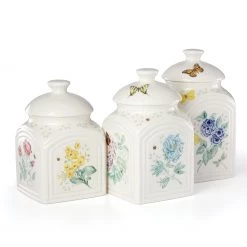 Lenox Butterfly Meadow Kitchen 3-Piece Canister Set -lenox Sales Store 888255 wHR