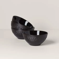 Lenox Chelse Muse Fleur Matte Black 4-Piece Bowl Set