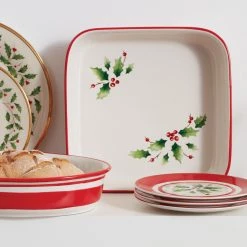 Lenox Holiday Handpaint Stripe Square Dish -lenox Sales Store 890774 w11
