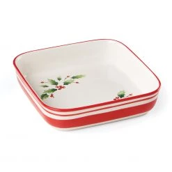 Lenox Holiday Handpaint Stripe Square Dish -lenox Sales Store 890774 wHR