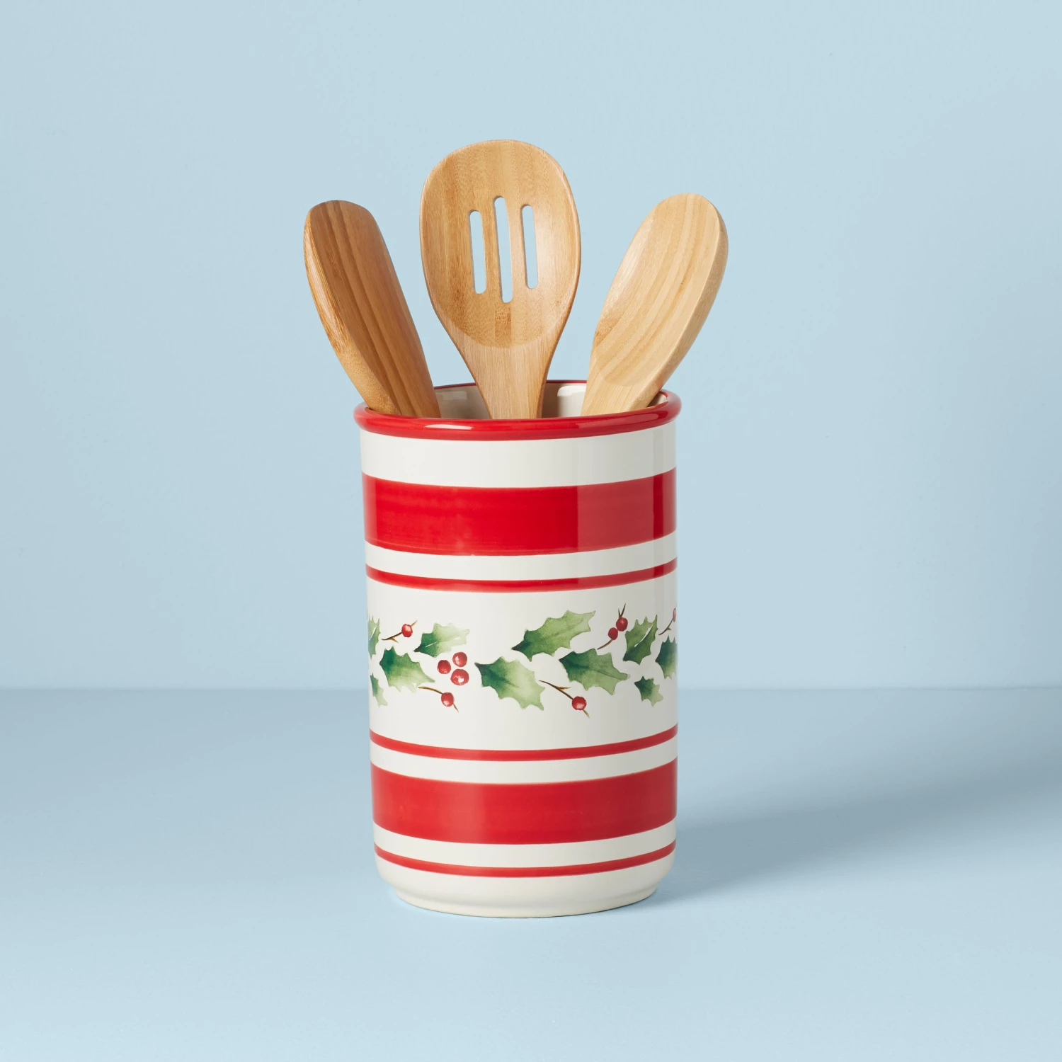 Lenox Holiday Handpaint Stripe Utensil Crock Set 3 Lenox Holiday Handpaint Stripe Utensil Crock Set
