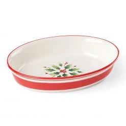 Lenox Holiday Handpaint Stripe Oval Dish -lenox Sales Store 890835 wHR