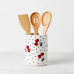 Kate Spade Vintage Cherry Dot 4-Piece Utensil Crock Set
