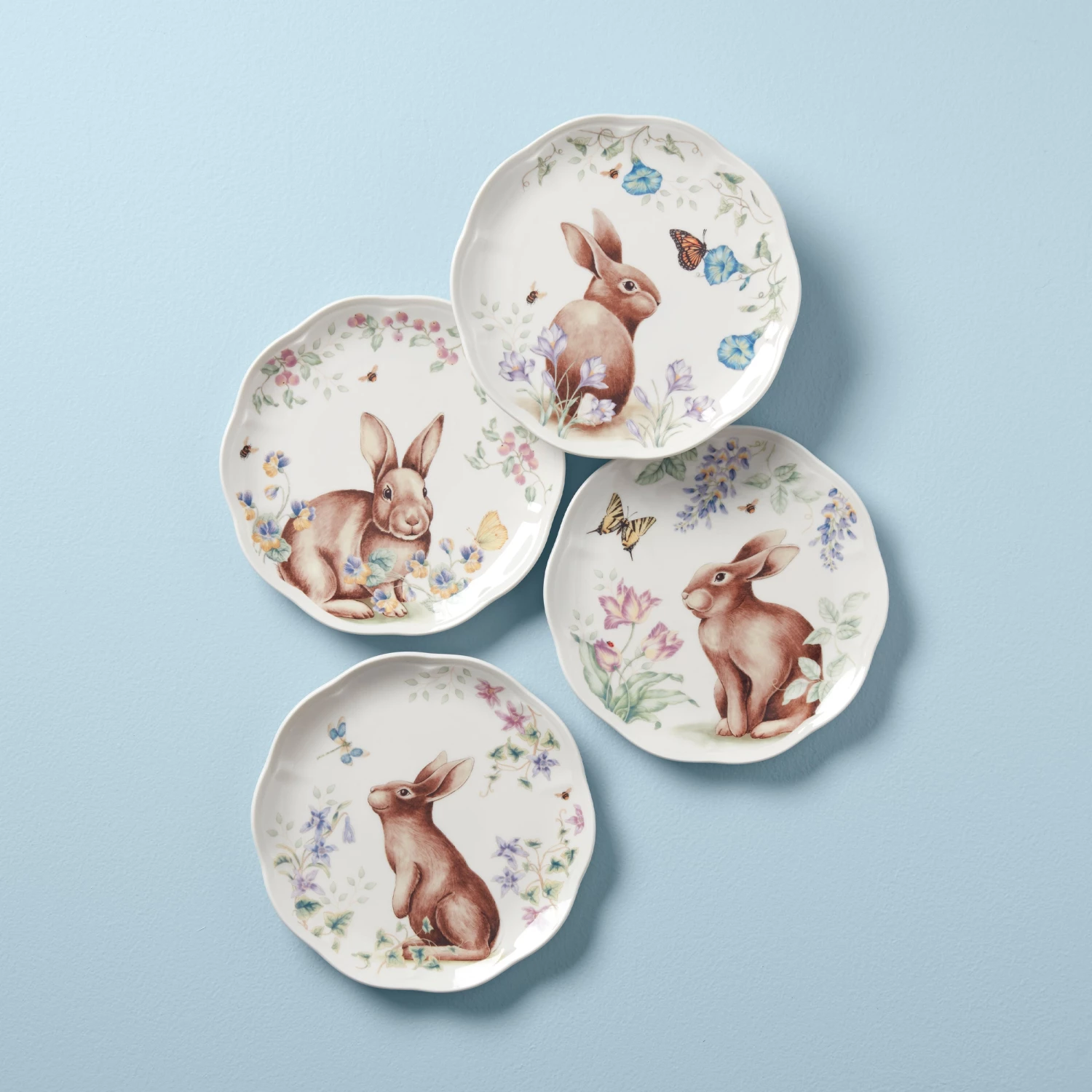 Lenox Butterfly Meadow Bunny 4-Piece Accent Plate Set 3 Lenox Butterfly Meadow Bunny 4-Piece Accent Plate Set