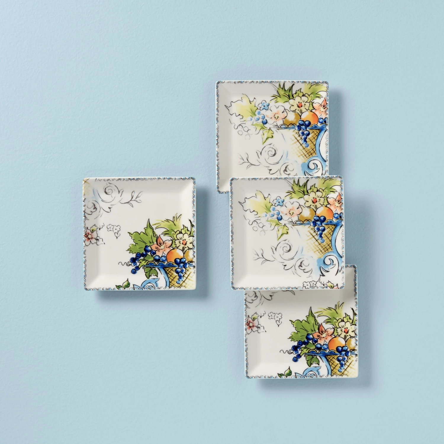 Lenox Autumn Studio 4-Piece Square Party Plate Set 3 Lenox Autumn Studio 4-Piece Square Party Plate Set