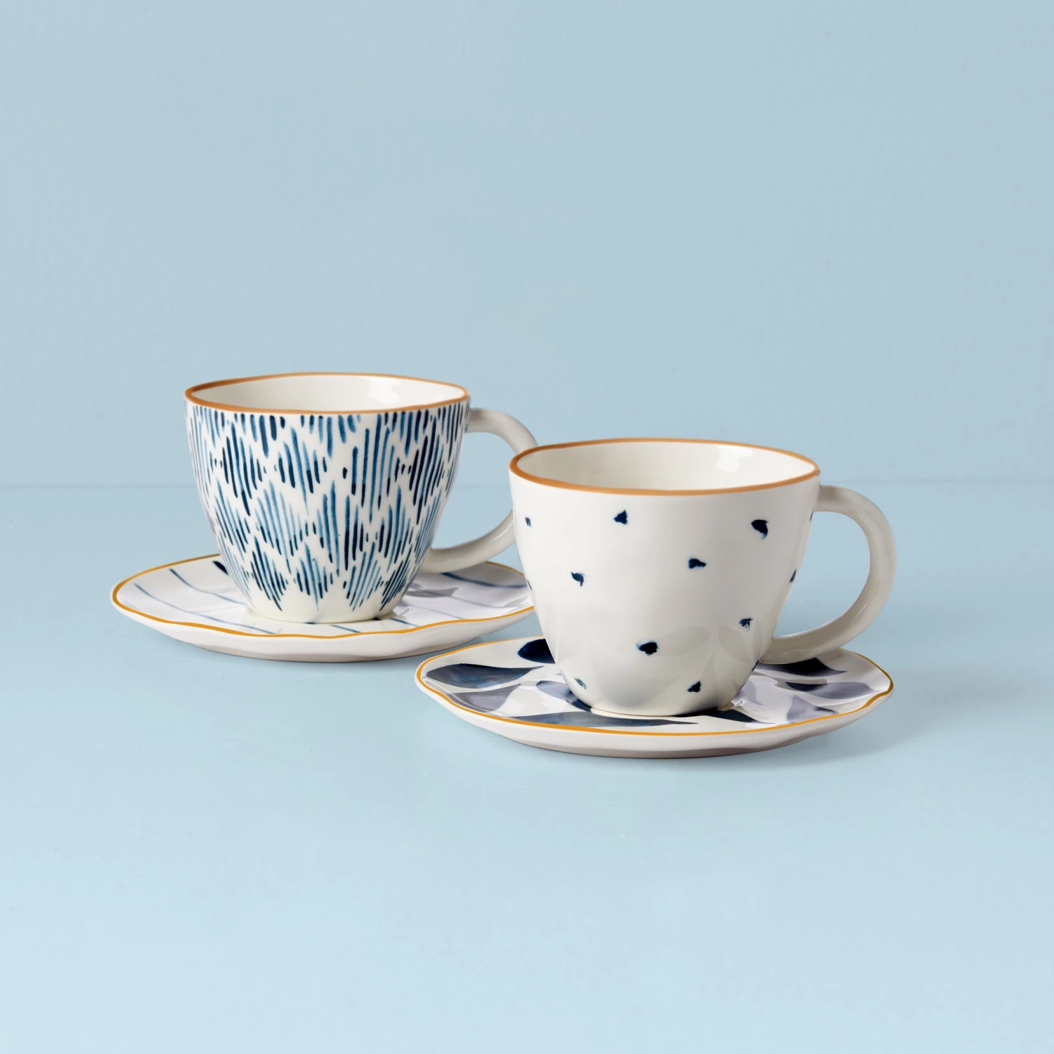 Lenox Blue Bay 4-Piece Teacup & Saucer Set 3 Lenox Blue Bay 4-Piece Teacup & Saucer Set